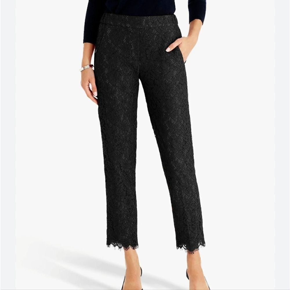 J. Crew Easy Pant in Black Lace Size 00